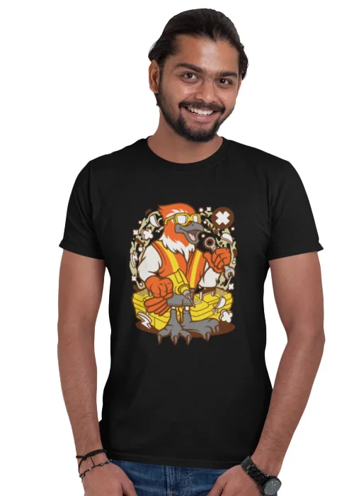 "BIRD MECHANIC" Graphic printed  MEN's ROUND NECK HALF SLEEVE T SHIRT - Image 2