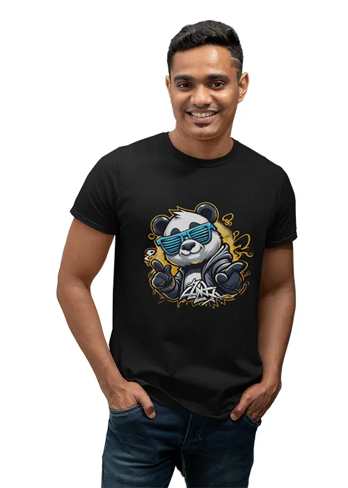 "COOL PANDA" Graphic printed  MEN's ROUND NECK HALF SLEEVE T SHIRT