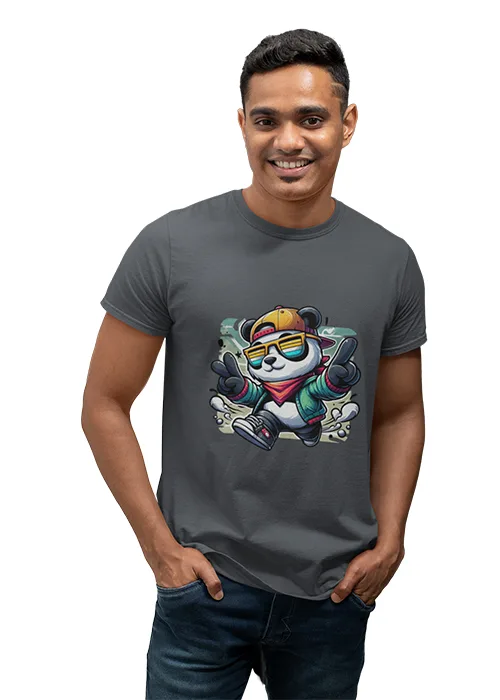 "COOL PANDA" Graphic printed  MEN's ROUND NECK HALF SLEEVE T SHIRT - Image 2