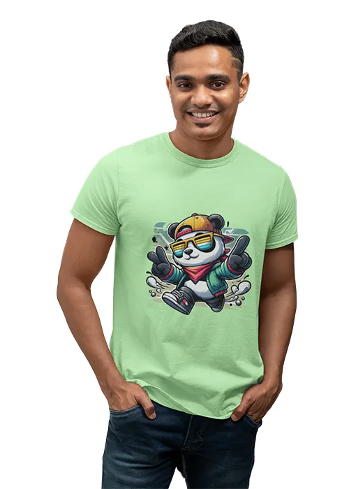 "COOL PANDA" Graphic printed  MEN's ROUND NECK HALF SLEEVE T SHIRT - Image 7