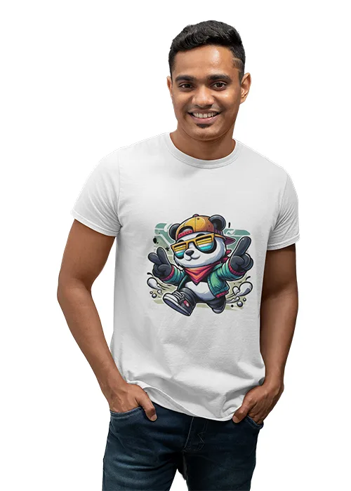 "COOL PANDA" Graphic printed  MEN's ROUND NECK HALF SLEEVE T SHIRT