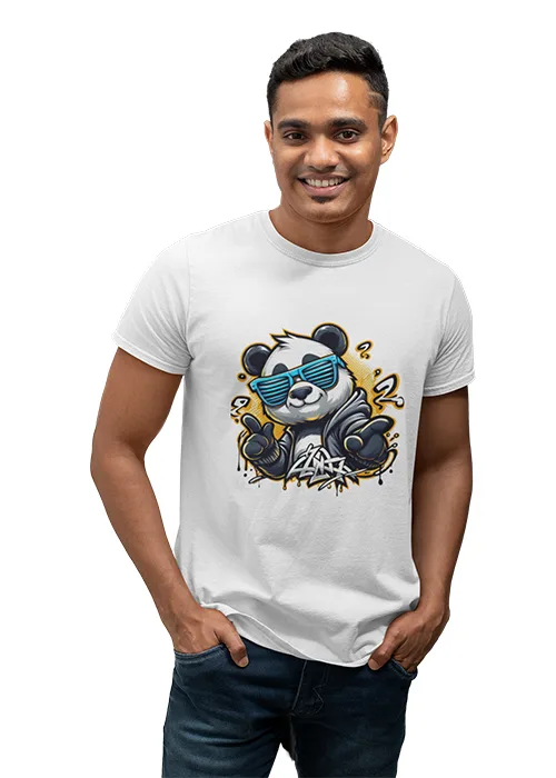 "COOL PANDA" Graphic printed  MEN's ROUND NECK HALF SLEEVE T SHIRT - Image 2