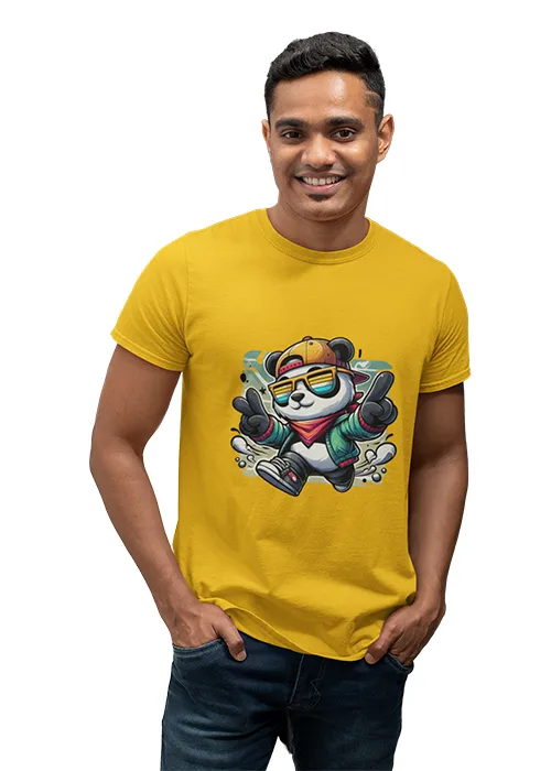 "COOL PANDA" Graphic printed  MEN's ROUND NECK HALF SLEEVE T SHIRT - Image 3