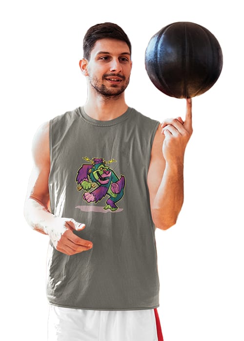 "DANCING MONKEY" Graphic printed MEN's ROUND NECK SLEEVELESS T-SHIRT - Image 3