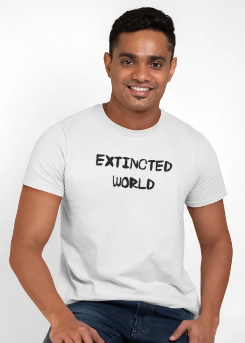 "EXTINCTED WORLD" Graphic printed MEN's ROUND NECK HALF SLEEVE T SHIRT