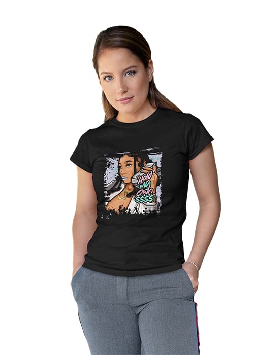 "HOLD MY OWN" Graphic Printed WOMEN's ROUND NECK HALF SLEEVE TSHIRT - Image 4