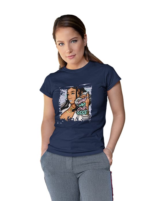 "HOLD MY OWN" Graphic Printed WOMEN's ROUND NECK HALF SLEEVE TSHIRT - Image 5