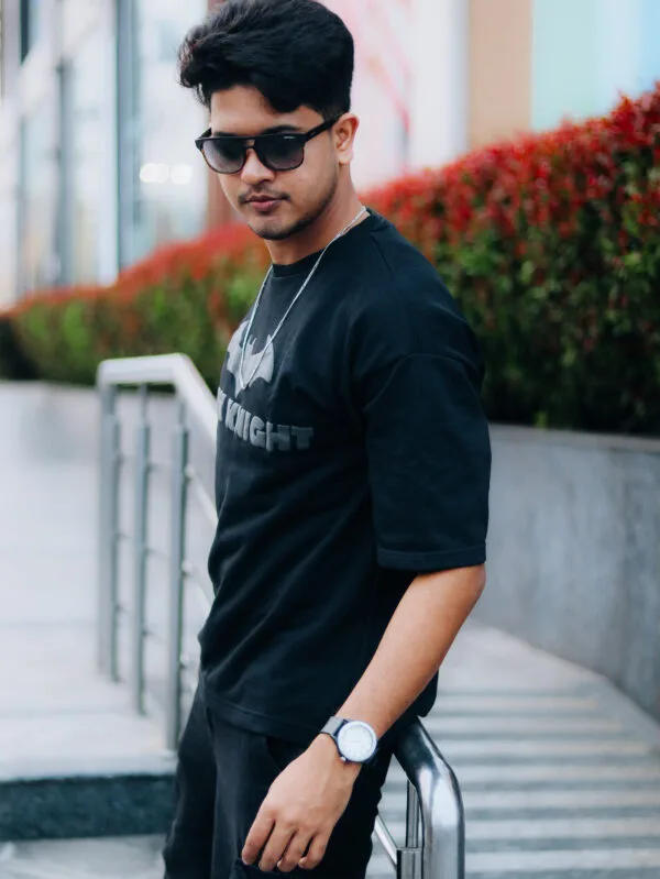 DARK KNIGHT OVERSIZED FIT HALF SLEEVE T-SHIRT - Image 3
