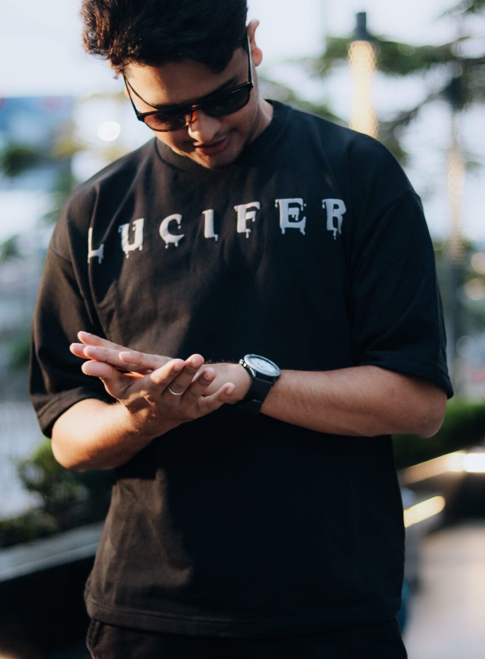 LUCIFER : BLACK AS THE DEVIL OVERSIZED HALF SLEEVE T-SHIRT - Image 3