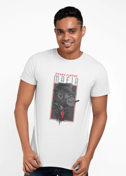 "MAFIA" Graphic printed MEN's ROUND NECK HALF SLEEVE T SHIRT