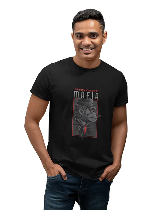 "MAFIA" Graphic printed MEN's ROUND NECK HALF SLEEVE T SHIRT - Image 6