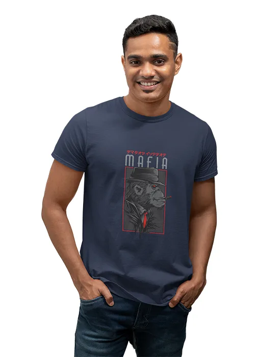 "MAFIA" Graphic printed MEN's ROUND NECK HALF SLEEVE T SHIRT - Image 9