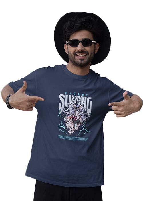 "ONE PIECE - CARROT" Graphic printed MEN's OVERSIZED ROUND NECK HALF SLEEVE T-SHIRT - Image 6