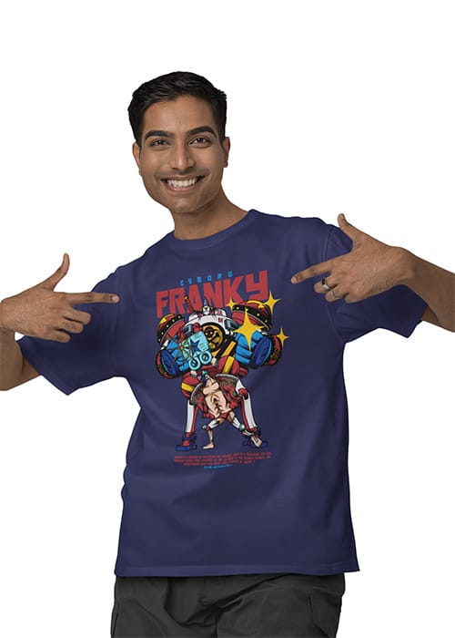 "ONE PIECE - FRANKY" Graphic printed MEN's OVERSIZED ROUND NECK HALF SLEEVE T-SHIRT - Image 5
