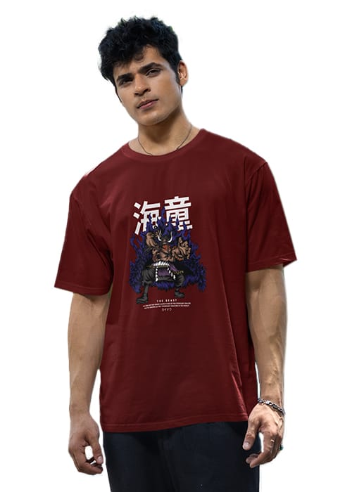"ONE PIECE - KAIDO" Graphic printed MEN's OVERSIZED ROUND NECK HALF SLEEVE T-SHIRT - Image 3