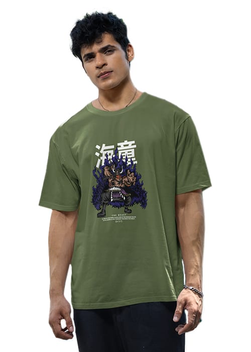 "ONE PIECE - KAIDO" Graphic printed MEN's OVERSIZED ROUND NECK HALF SLEEVE T-SHIRT - Image 4