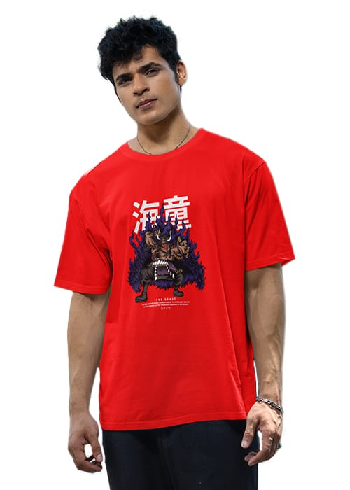 "ONE PIECE - KAIDO" Graphic printed MEN's OVERSIZED ROUND NECK HALF SLEEVE T-SHIRT - Image 5