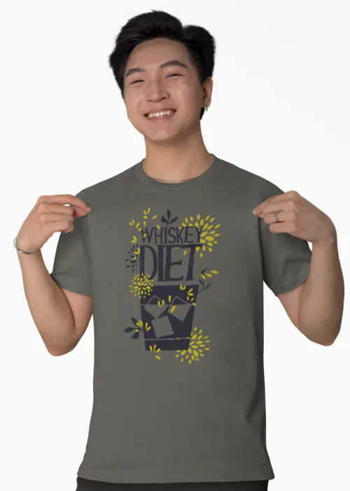 "WHISKEY DIET" Graphic printed MEN's ROUND NECK HALF SLEEVE T SHIRT