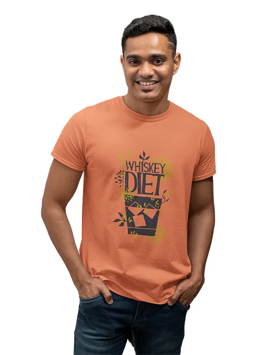 "WHISKEY DIET" Graphic printed MEN's ROUND NECK HALF SLEEVE T SHIRT - Image 3