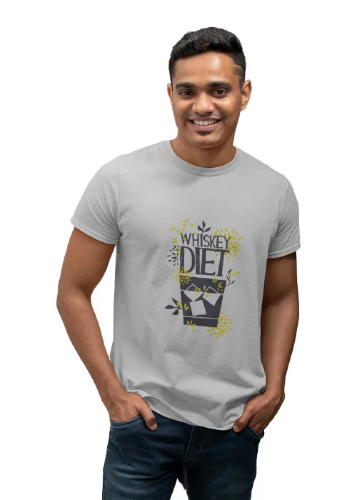 "WHISKEY DIET" Graphic printed MEN's ROUND NECK HALF SLEEVE T SHIRT - Image 4