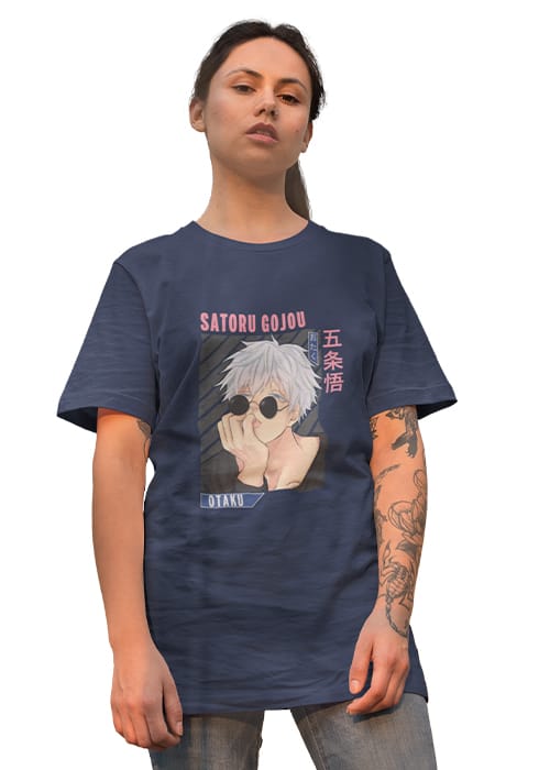 "SATORU GOJOU" Graphic printed WOMEN's DROP SHOULDER OVERSIZED TEEs - Image 4