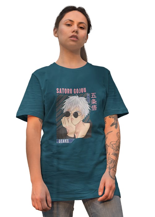 "SATORU GOJOU" Graphic printed WOMEN's DROP SHOULDER OVERSIZED TEEs - Image 5