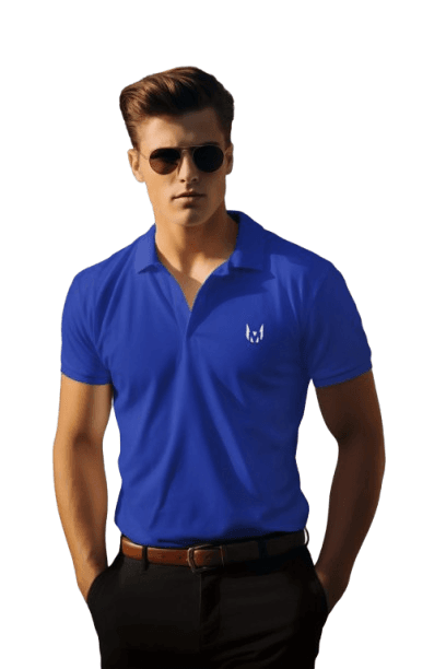 Man wearing MEN's POLO T-SHIRT (ROYAL BLUE)