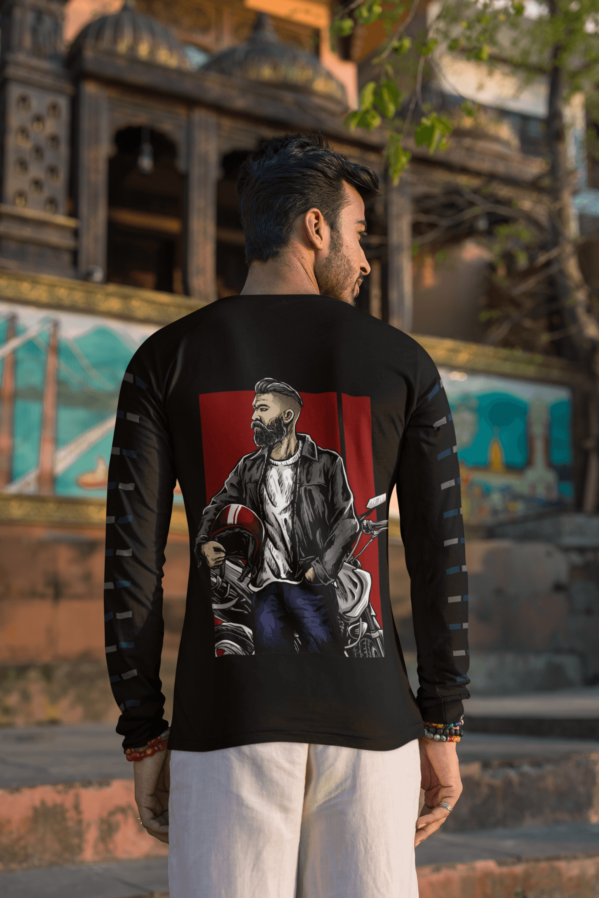 RIDER Men's round neck full sleeve t shirt (Black)