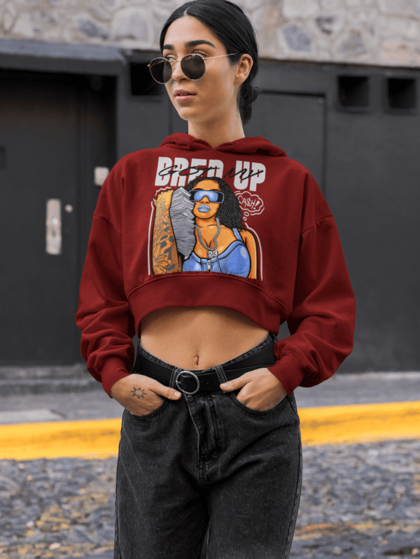 Bred up crop hoodies for women (Maroon)