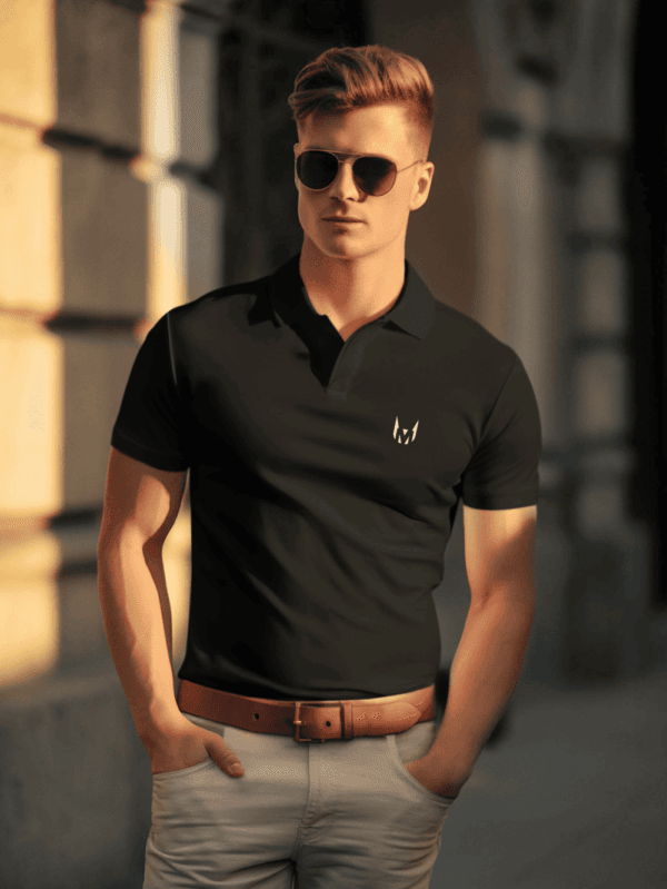 Men wearing black polo half sleeve t-shirt