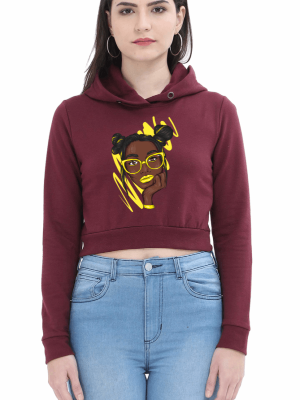 Woman wearing BEAUTY WOMEN's CROP HOODIE