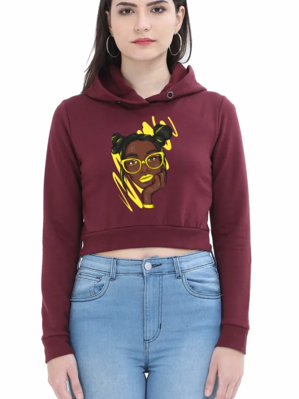 Woman wearing BEAUTY WOMEN's CROP HOODIE