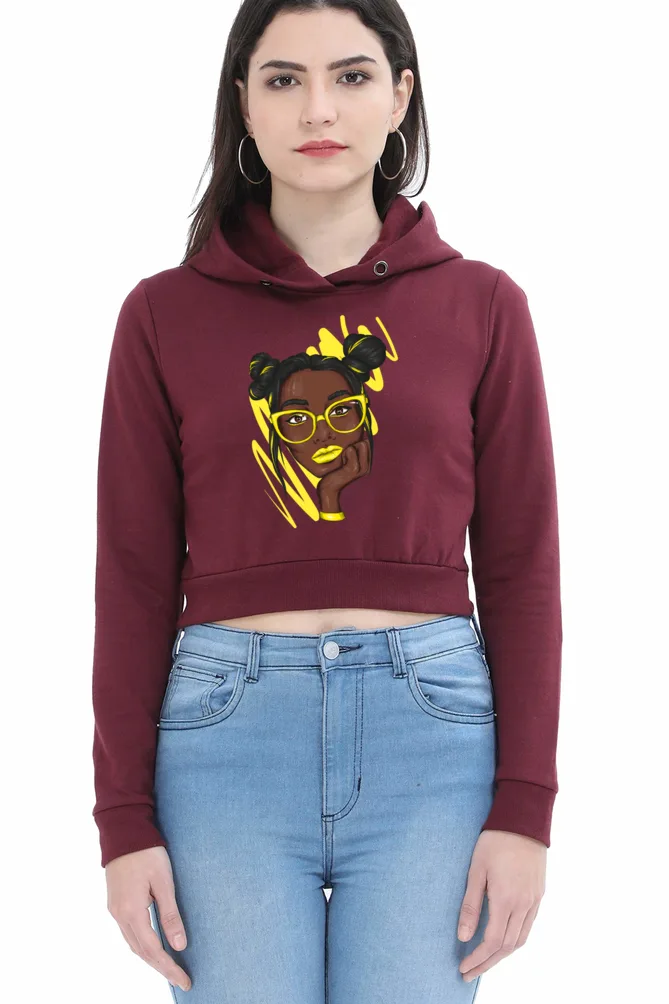 Woman wearing BEAUTY WOMEN's CROP HOODIE