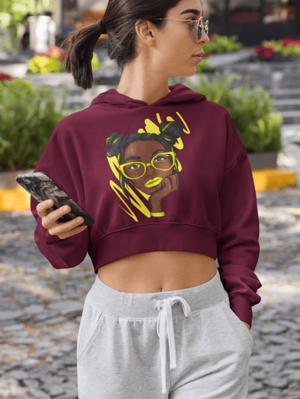 Woman wearing BEAUTY WOMEN's CROP HOODIE