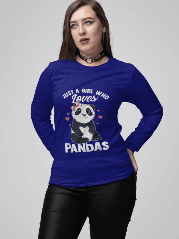 Woman wearing PANDA LOVE WOMEN's ROUND NECK FULL SLEEVE T-SHIRT