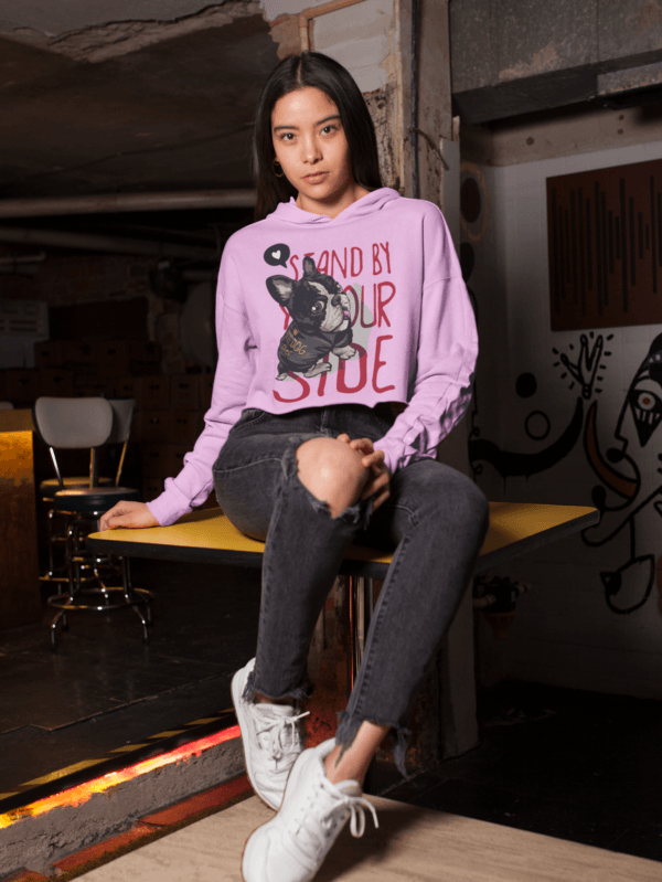 Woman wearing STAND BY YOUR SIDE WOMEN's CROP HOODIE