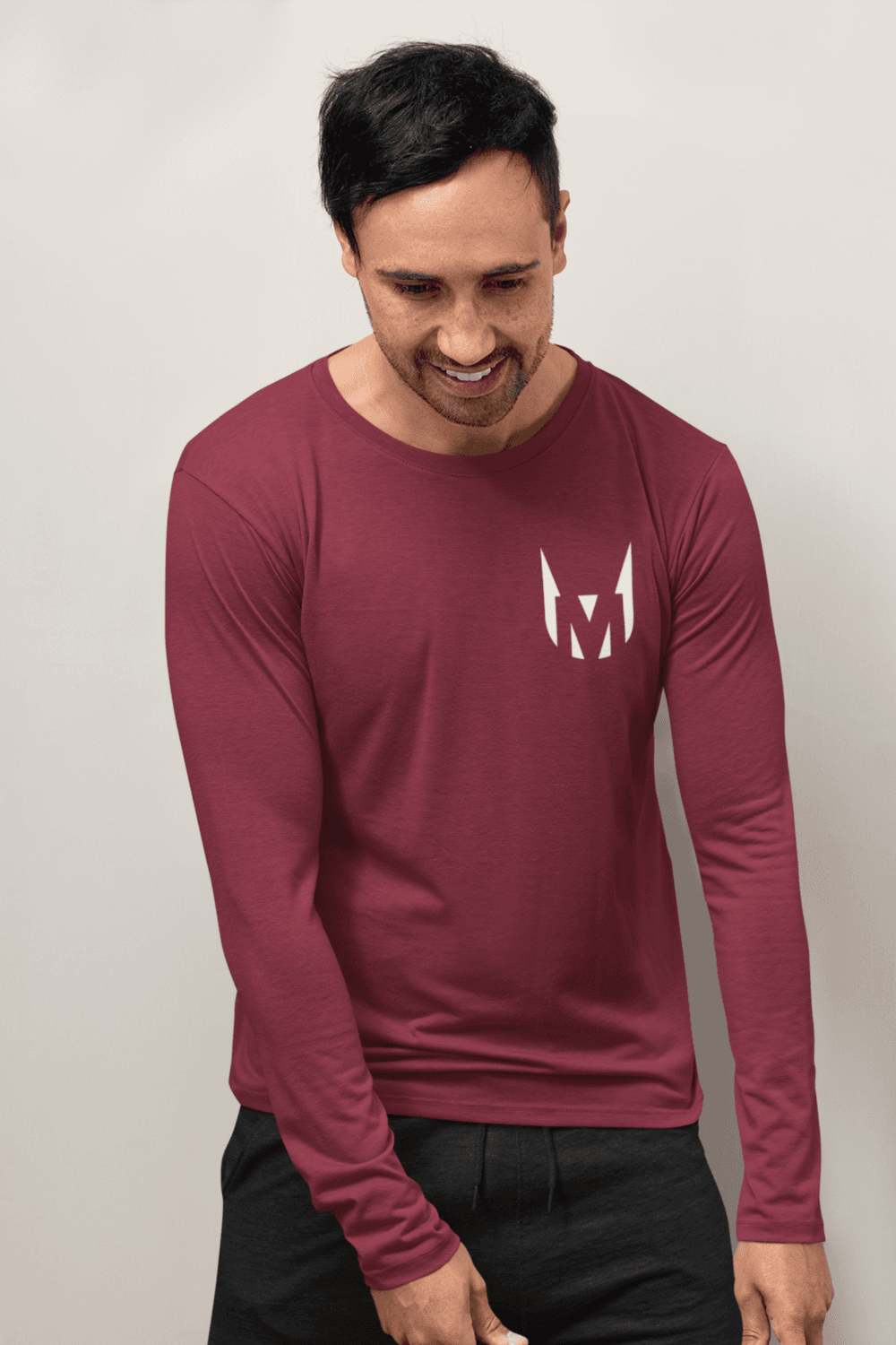Man wearing UM ORIGINAL MAROON MEN's ROUND NECK FULL SLEEVE T-SHIRTS