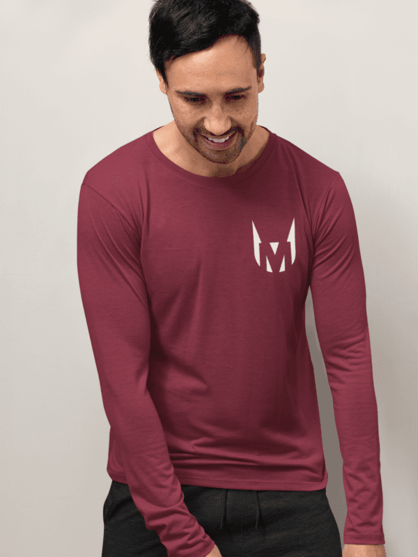 Man wearing UM ORIGINAL MAROON MEN's ROUND NECK FULL SLEEVE T-SHIRTS