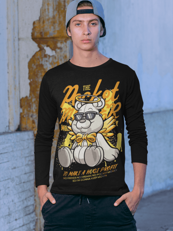Man wearing THE POCKET MONER MEN's ROUND NECK FULL SLEEVE T-SHIRT