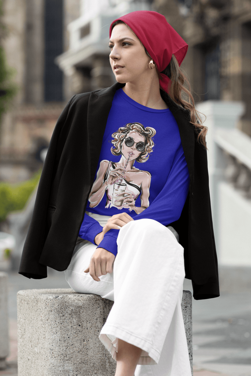 Woman wearing FROSTBITE QUEEN WOMEN's ROUND NECK FULL SLEEVE T-SHIRT