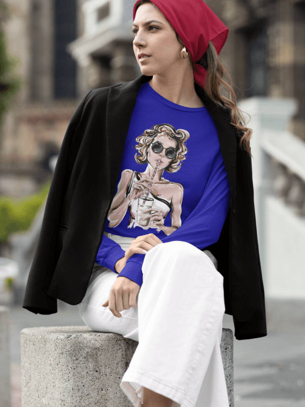 Woman wearing FROSTBITE QUEEN WOMEN's ROUND NECK FULL SLEEVE T-SHIRT