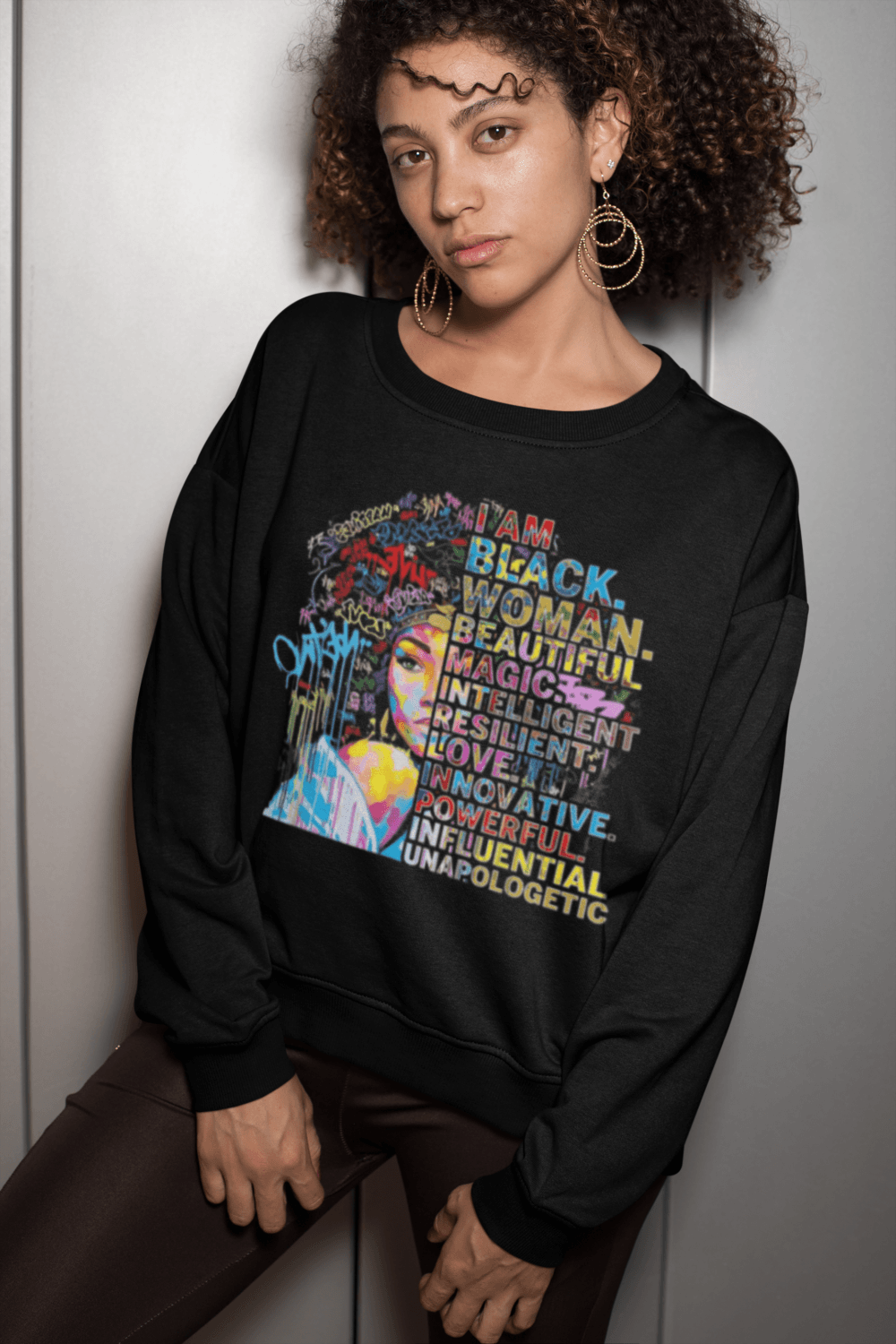 Woman wearing UNAPOLOGETIC WOMEN's SWEATSHIRT
