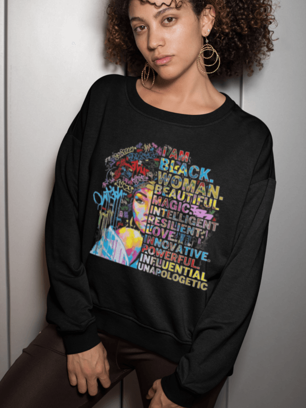 Woman wearing UNAPOLOGETIC WOMEN's SWEATSHIRT
