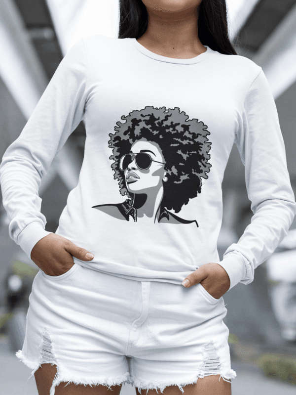 Woman wearing FASHION WOMEN's ROUND NECK FULL SLEEVE T-SHIRT