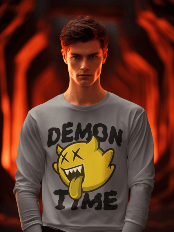 Man wearing DEMON TIME MEN's ROUND NECK FULL SLEEVE T-SHIRT