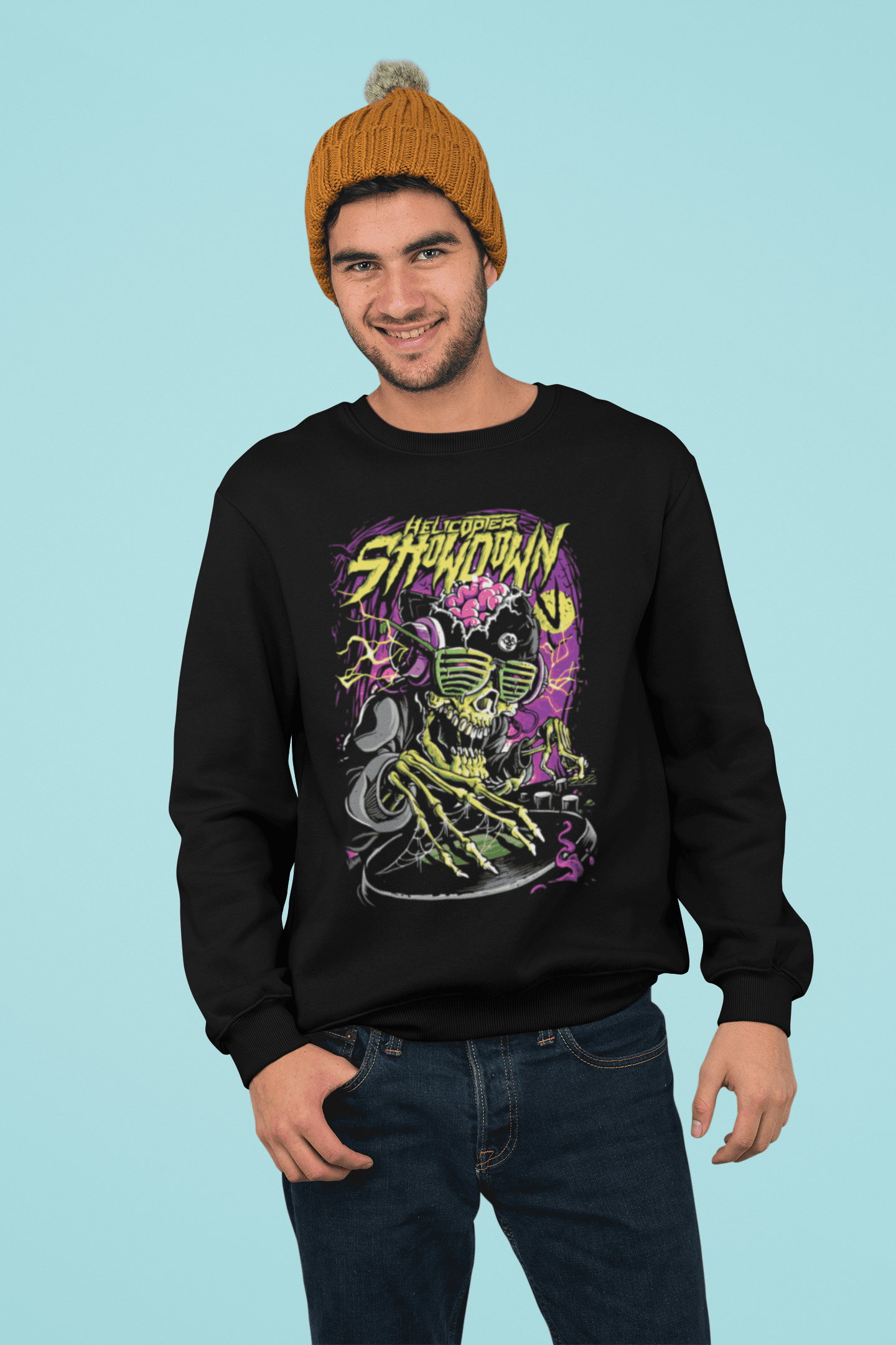 Man wearing SHOWDOWN MEN's SWEATSHIRT