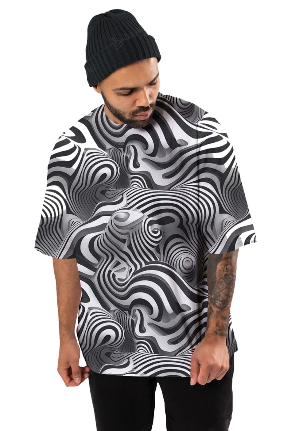 UM MONO-ABSTRACT OVERSIZED FIT T-SHIRT - Image 4