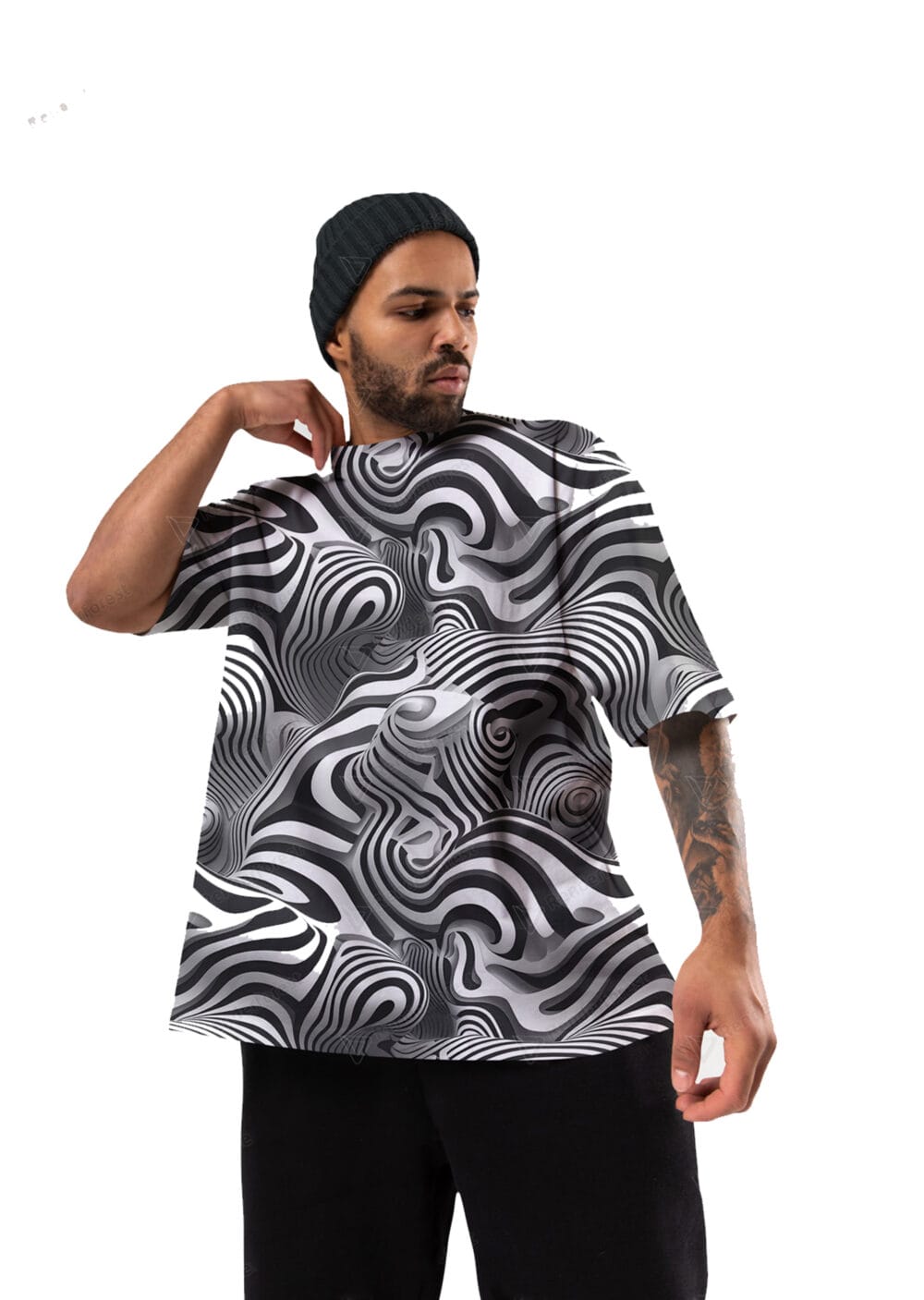 UM MONO-ABSTRACT OVERSIZED FIT T-SHIRT - Image 2