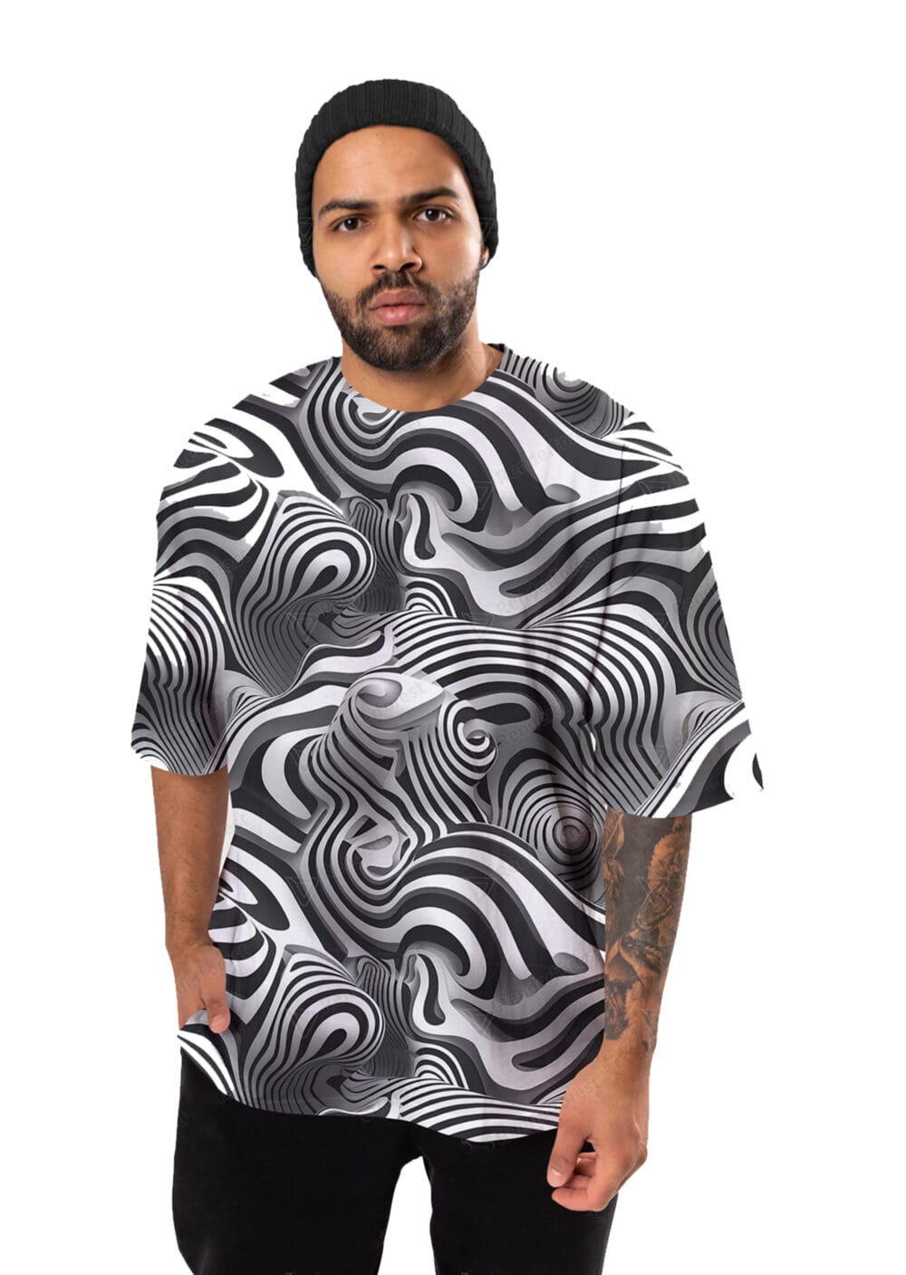 UM MONO-ABSTRACT OVERSIZED FIT T-SHIRT - Image 3