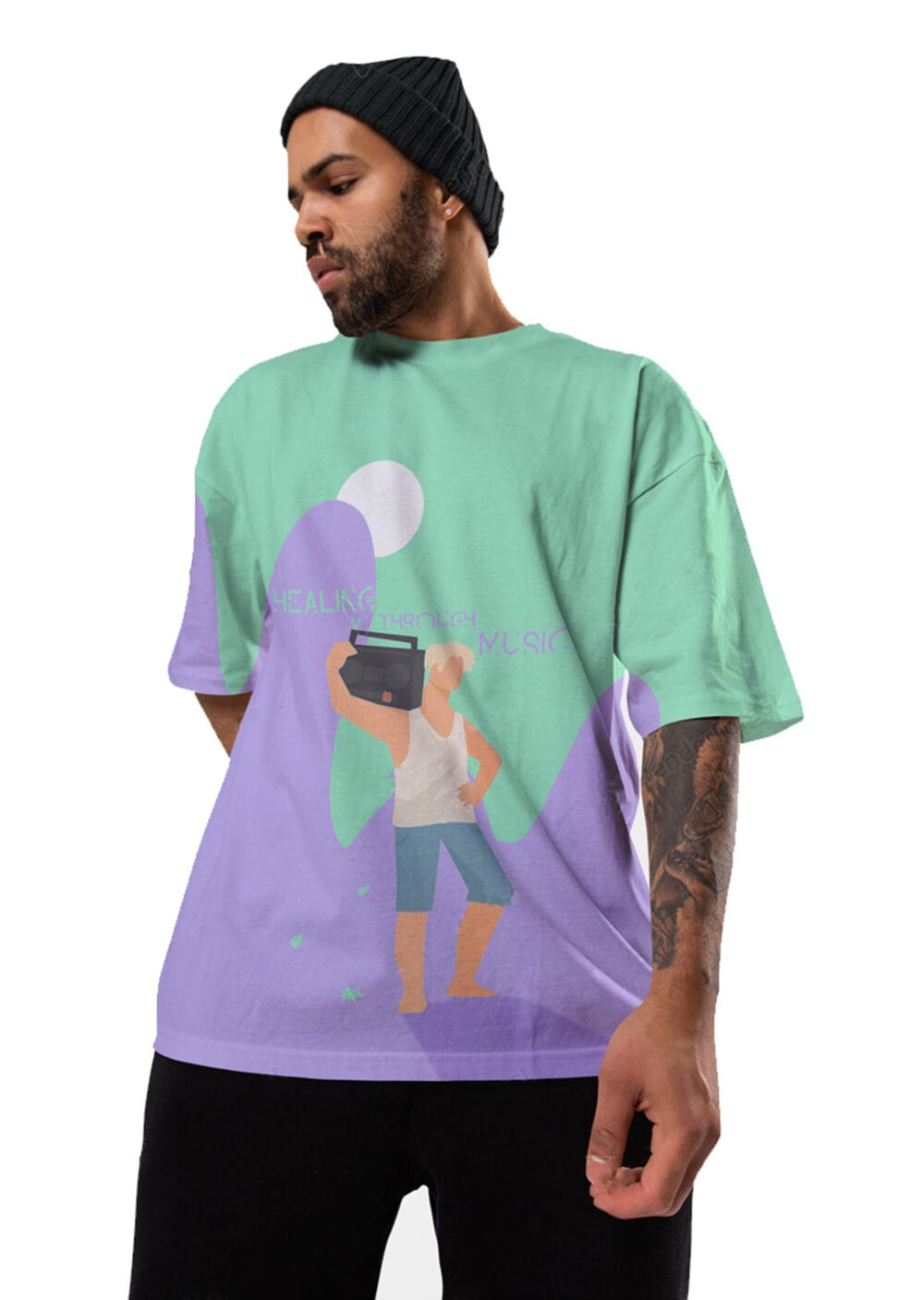 UM - HEALING THROUGH MUSIC OVERSIZED FIT T-SHIRT - Image 3